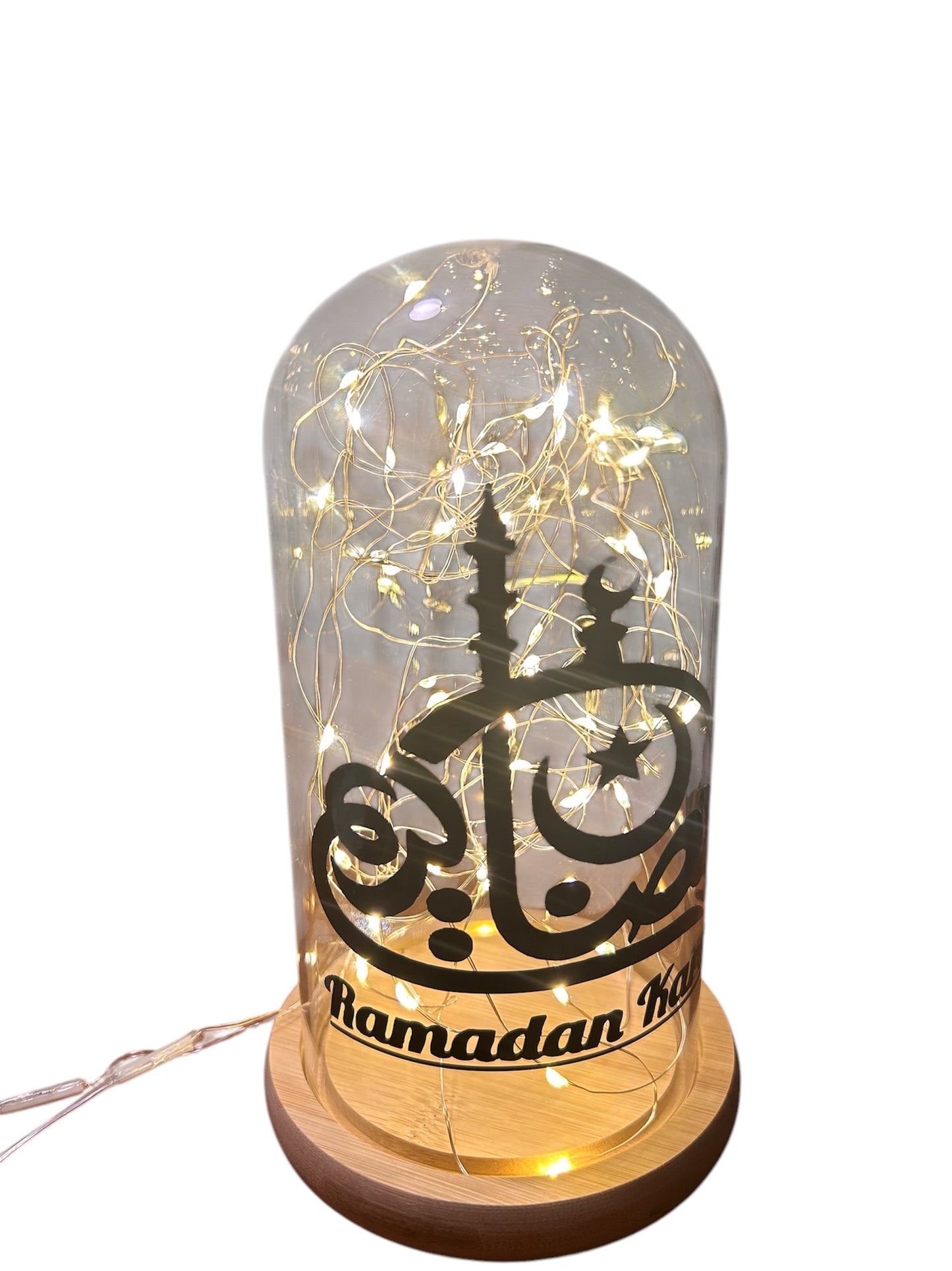 Ramadan Kareem LED Glass Dome Light – Elegant Islamic Home Decor